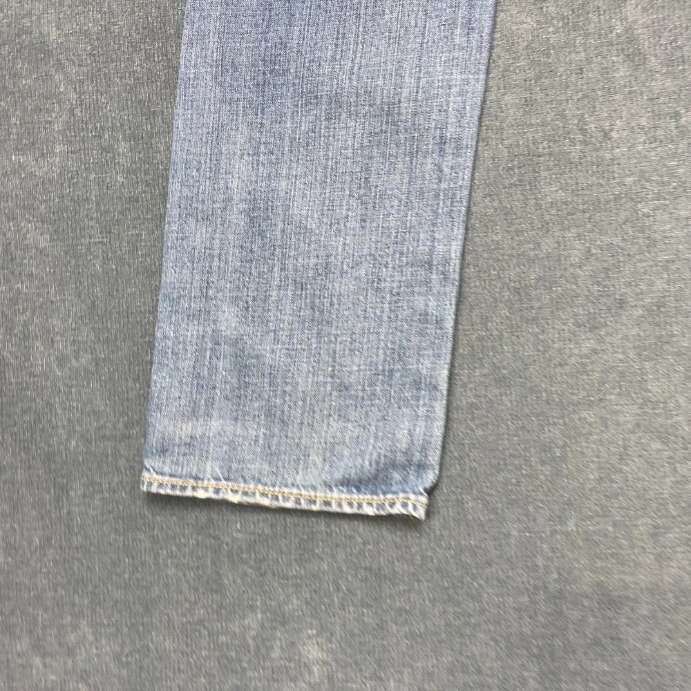Levi's 504 Jeans Mens 32x34 Blue Denim Cotton Stretch Straight Leg Distressed